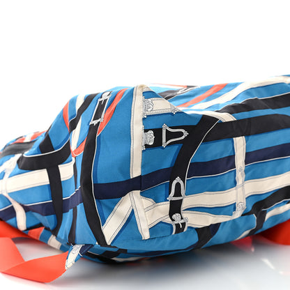 Hermes Silk Barenia Cavalcadour Airsilk Backpack Bleu Zanzibar Orange Poppy Fauve 7 of 8