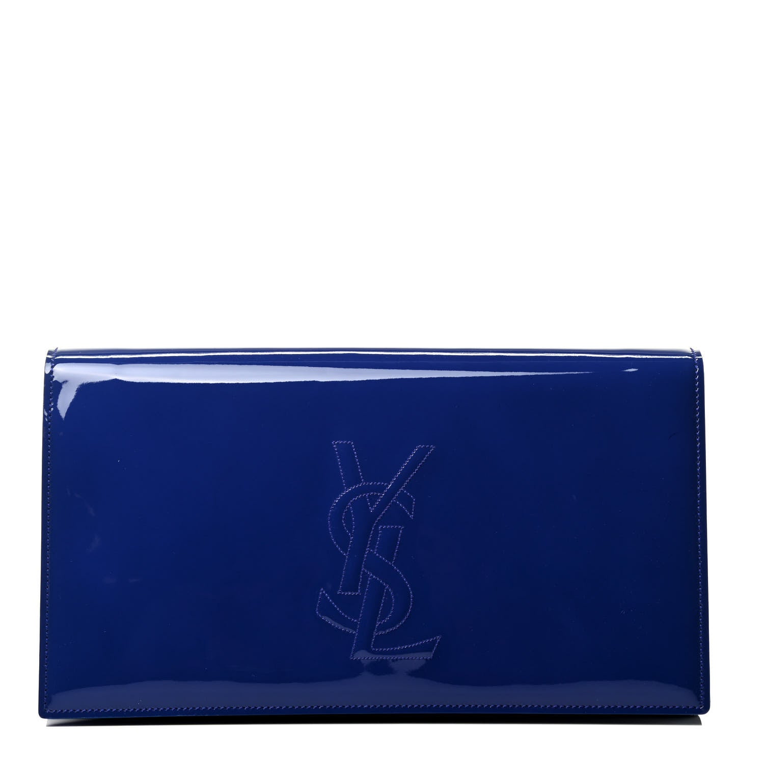 Saint Laurent Patent Calfskin Monogram Large Belle De Jour Clutch Royal Blue 1 of 4