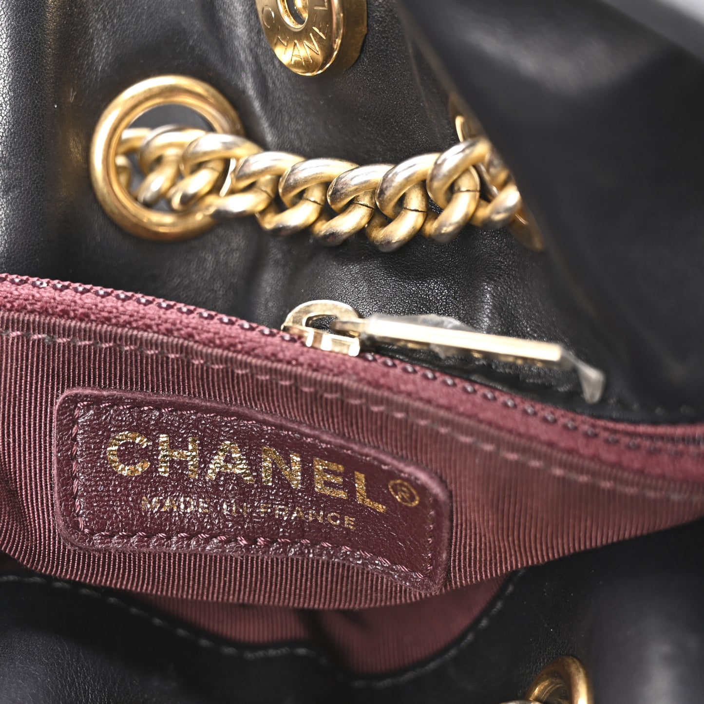 Calfskin Quilted Small On My Shoulder Drawstring Bag Black