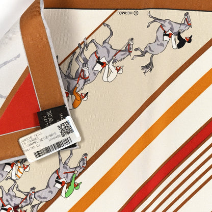 Hermes Silk Les Courses Scarf 45 Caramel Beige Brique 3 of 3