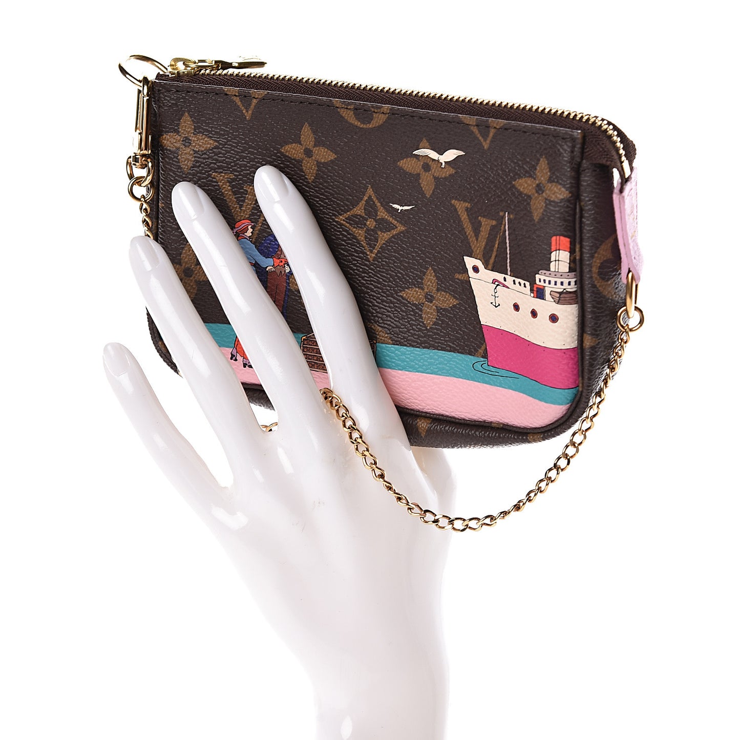 Monogram 2016 Christmas Animation Mini Pochette Accessories Rose Ballerine