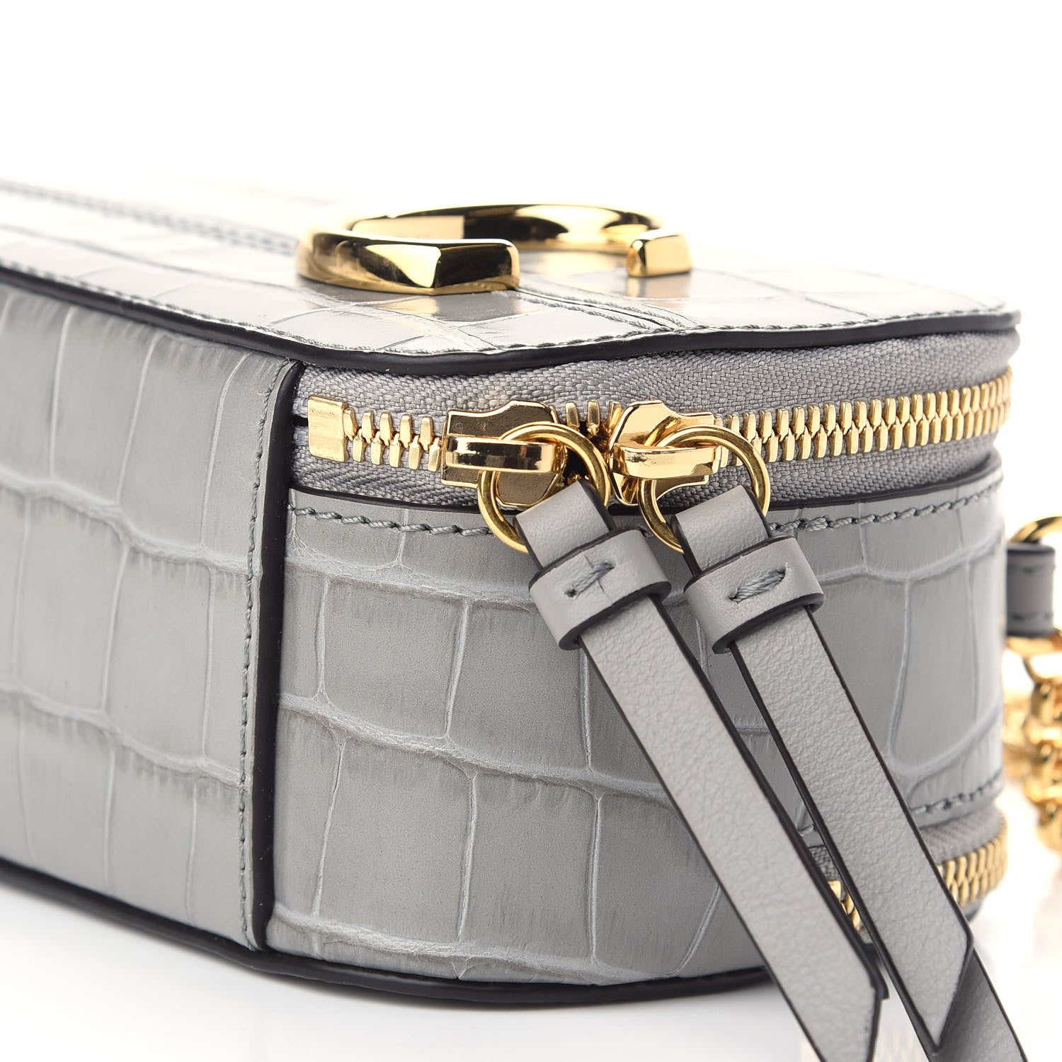 Chloe Calfskin Crocodile Embossed Mini C Vanity Bag Stormy Grey 9 of 9