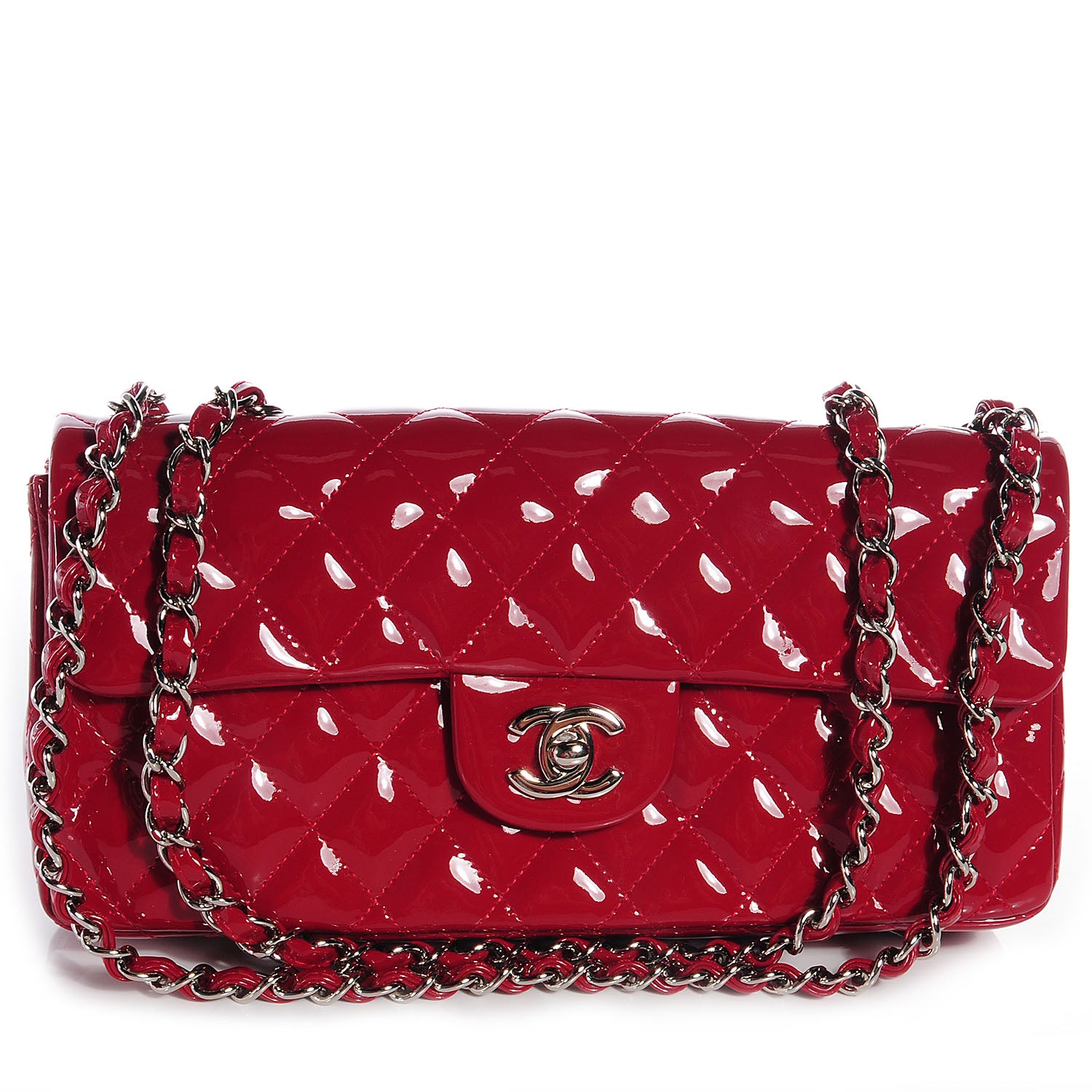 Chanel Patent Quilted East West Flap Red 1 of 9
