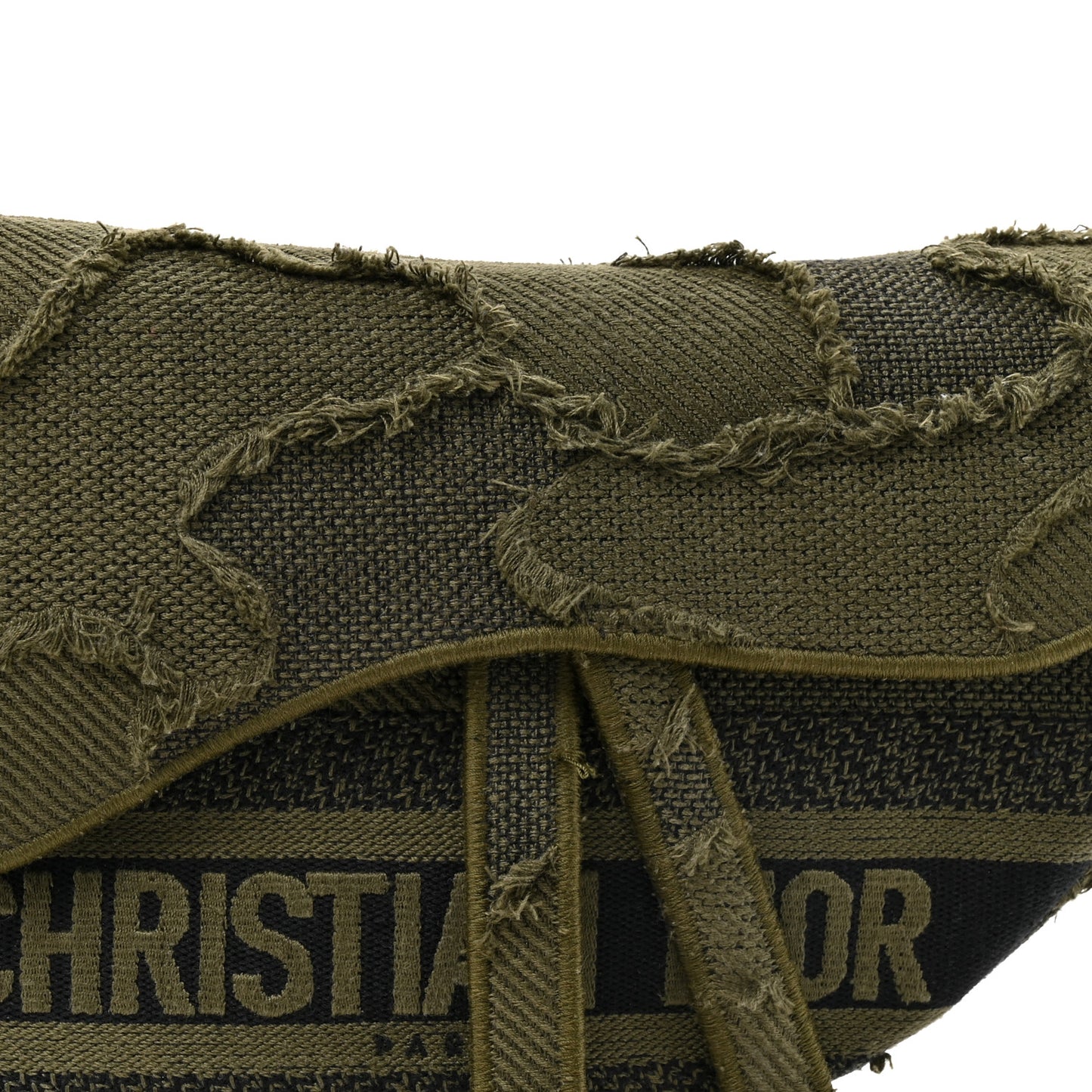 Canvas Embroidered Camouflage Saddle Bag Green