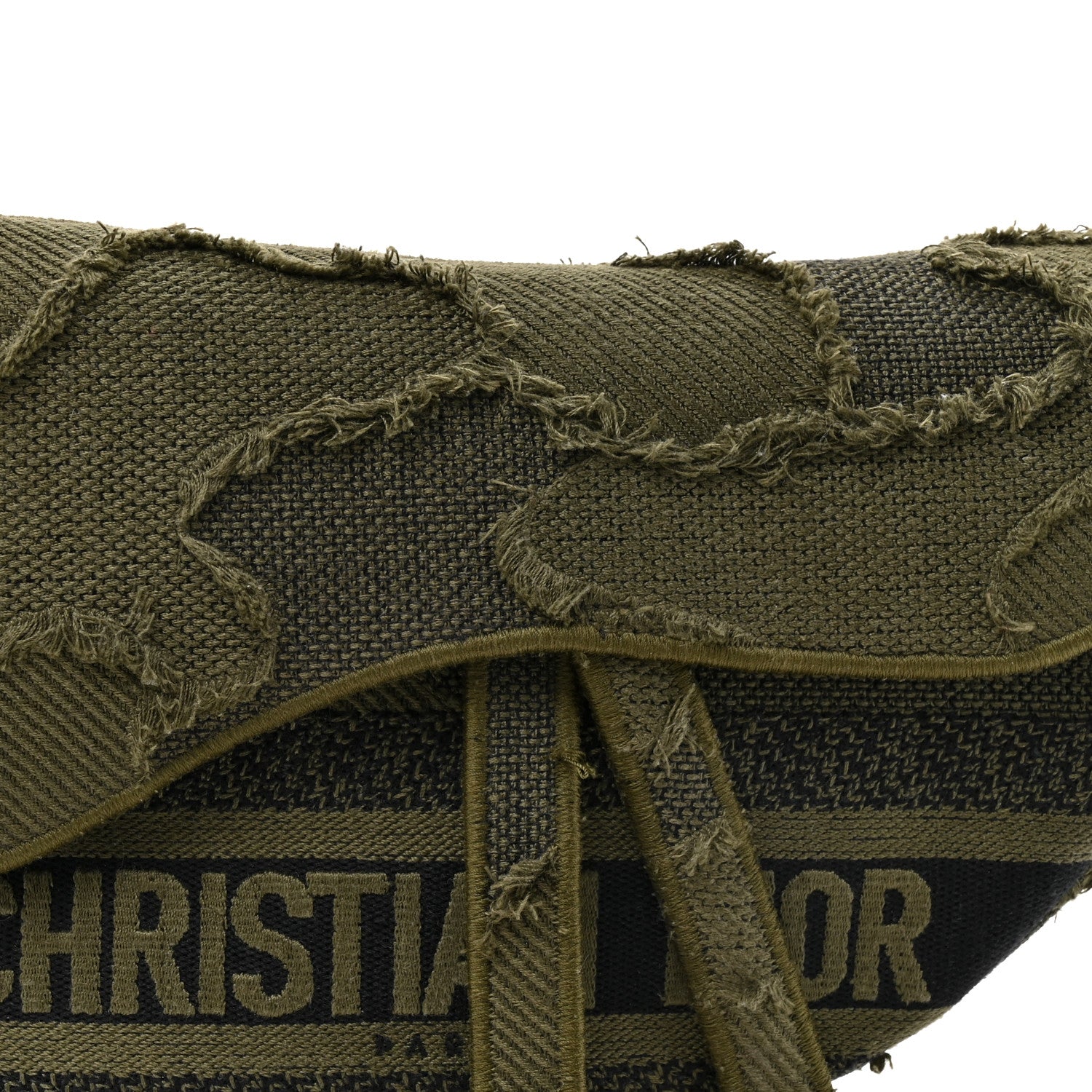 Christian Dior Canvas Embroidered Camouflage Saddle Bag Green 8 of 10