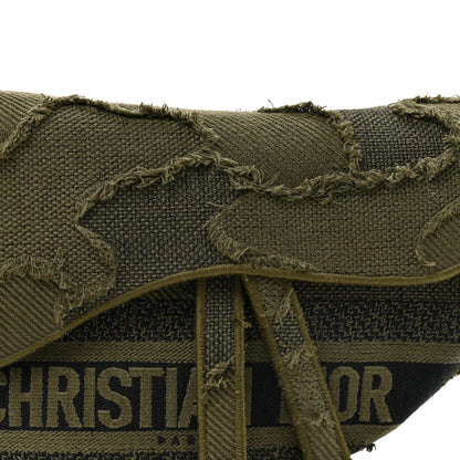 Christian Dior Canvas Embroidered Camouflage Saddle Bag Green 8 of 10