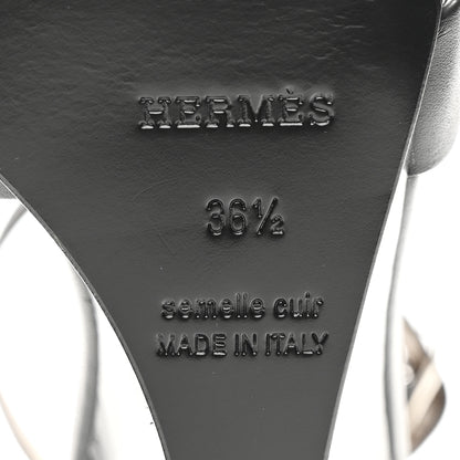 Hermes Calfskin Legend Wedge Sandals 36.5 Black 7 of 10