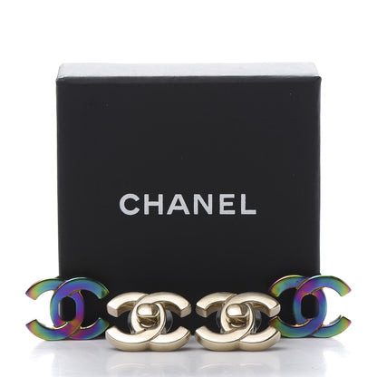 Chanel CC Earrings Gold Rainbow 9 of 9