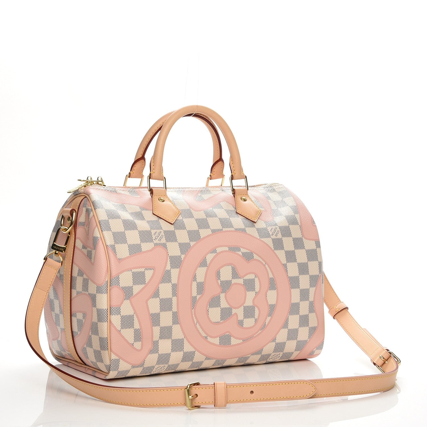 Louis Vuitton Damier Azur Tahitienne Speedy Bandouliere 30 Rose Ballerine 3 of 7
