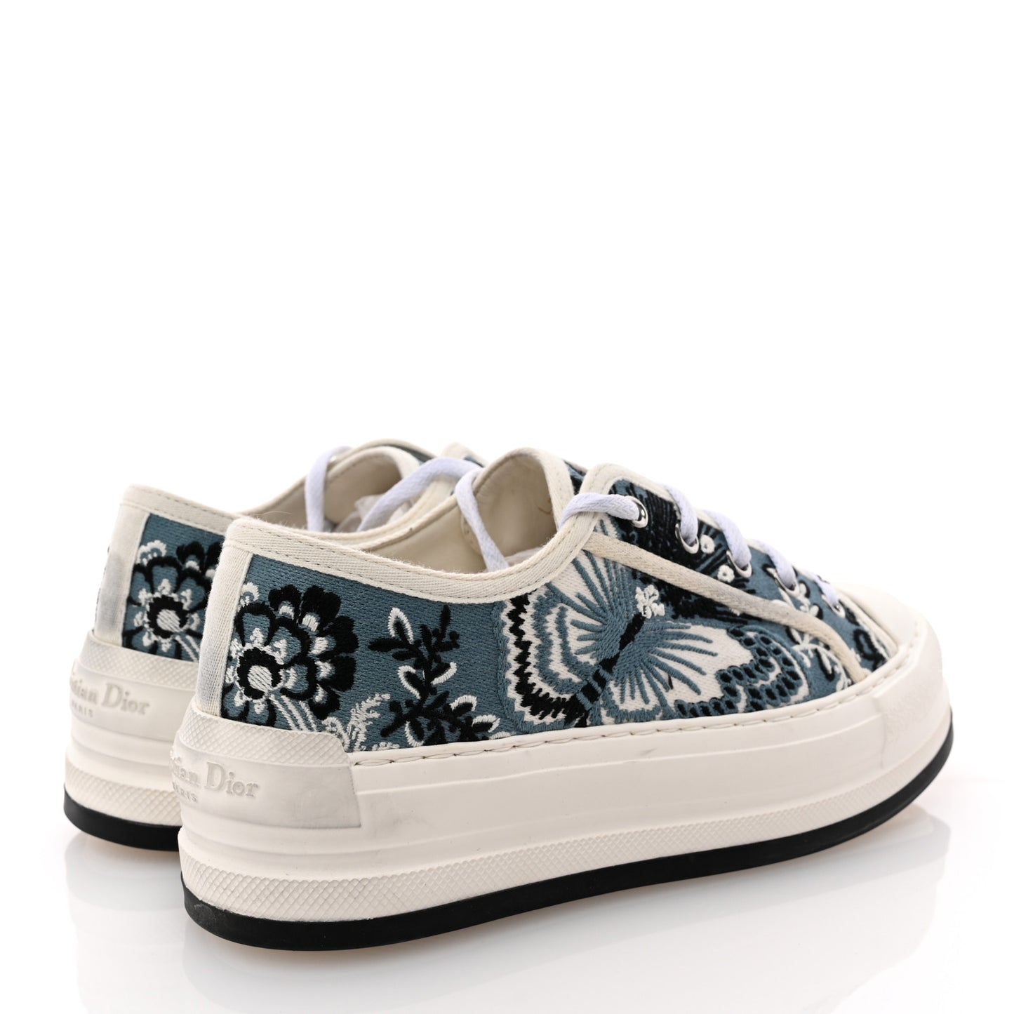 Cotton Butterfly Bandana Embroidered Walk'N'Dior Low Top Sneakers 36.5 Deep Blue