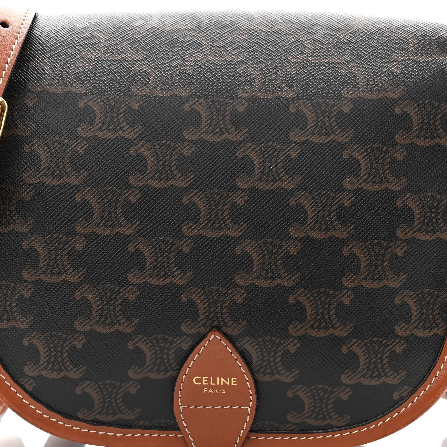 Celine Triomphe Canvas Medium Folco Bag Tan 7 of 10