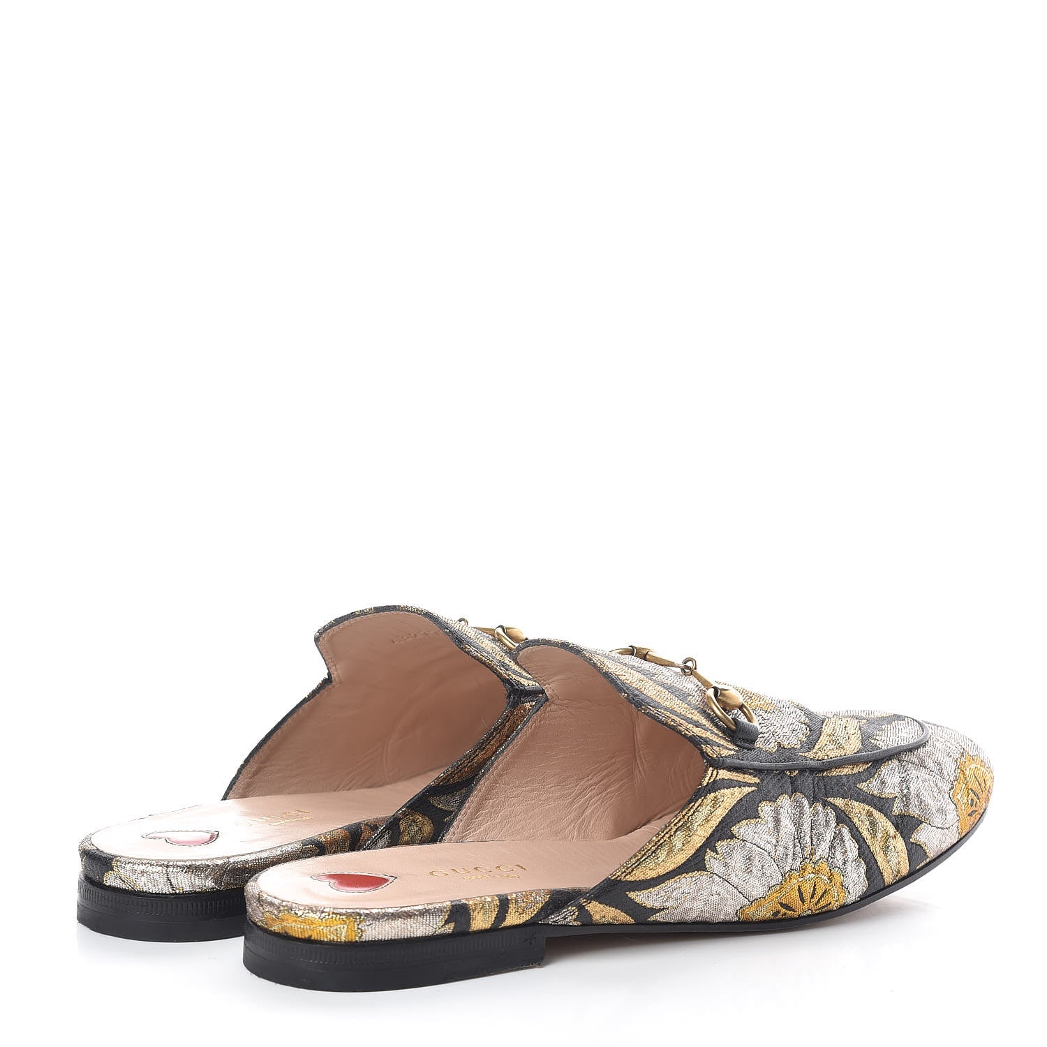 Gucci Jacquard Floral Womens Princetown Slippers 38.5 Oro Black 4 of 8
