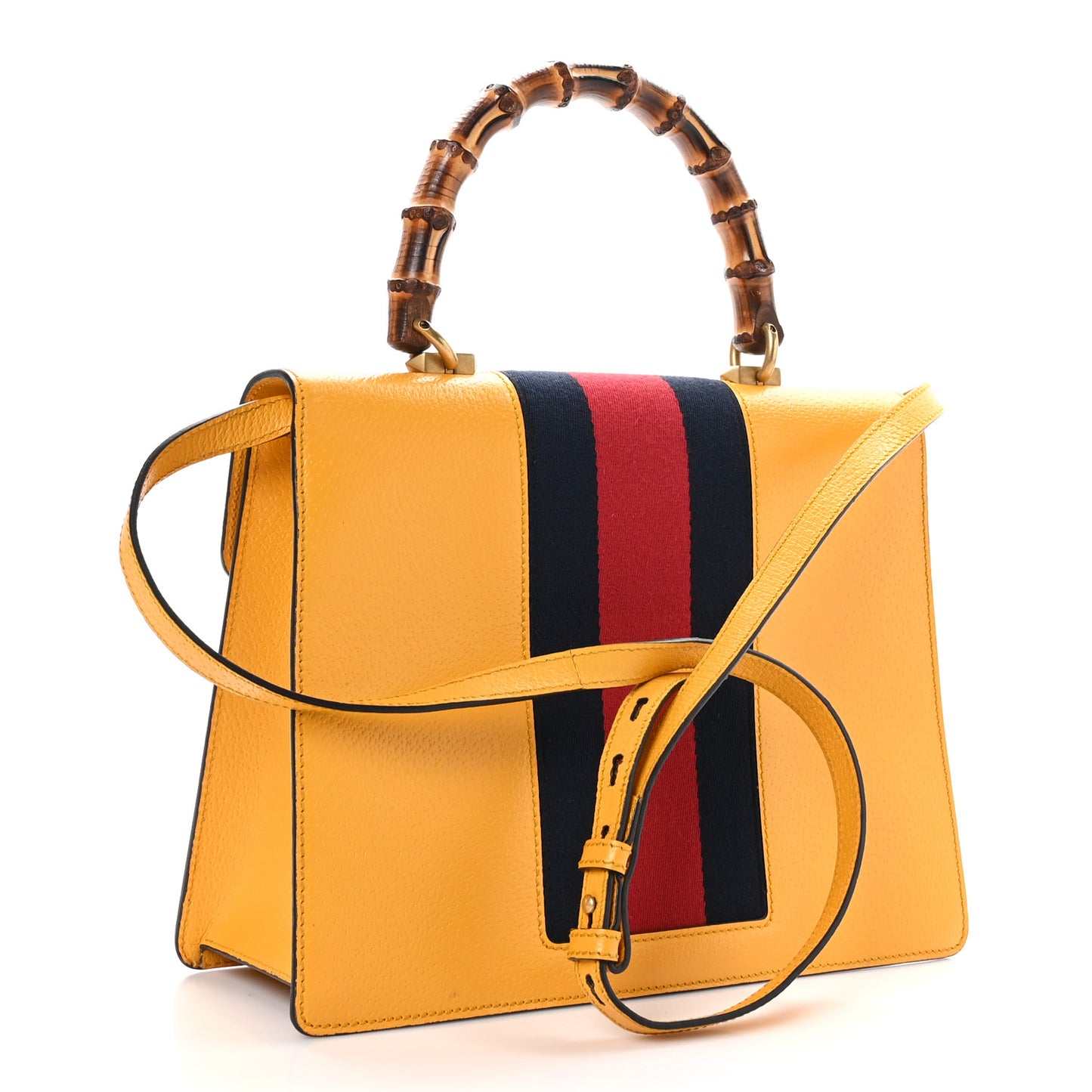 Textured Calfskin Bamboo Web Medium Falena Moth Top Handle Bag Crop