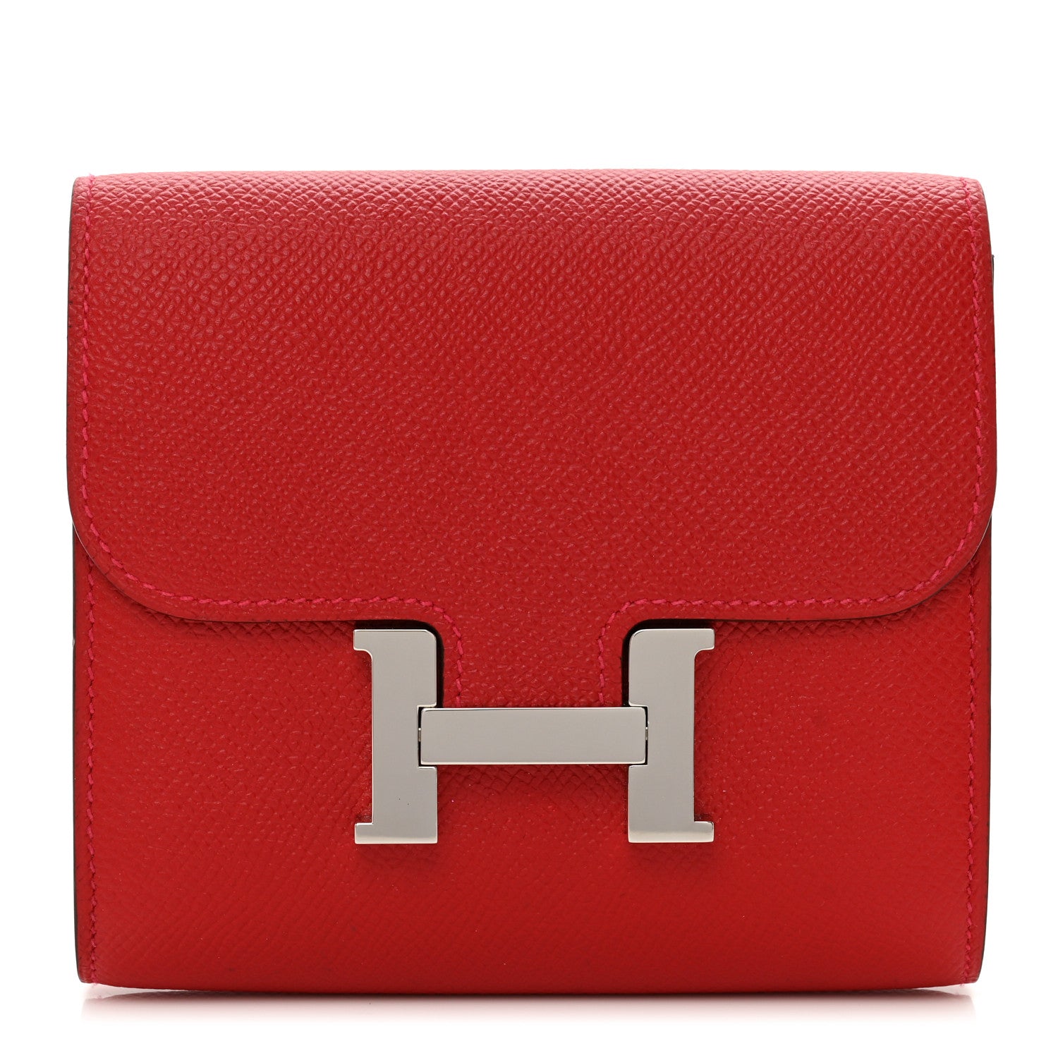 Hermes Epsom Constance Compact Passant Wallet Rouge Casaque 1 of 8