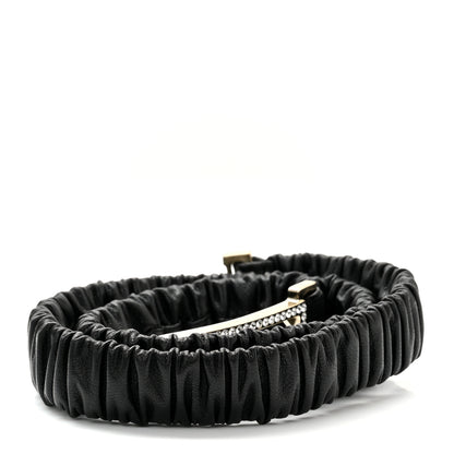 Chanel Lambskin Crystal Logo Belt 75 30 Black Gold 2 of 5