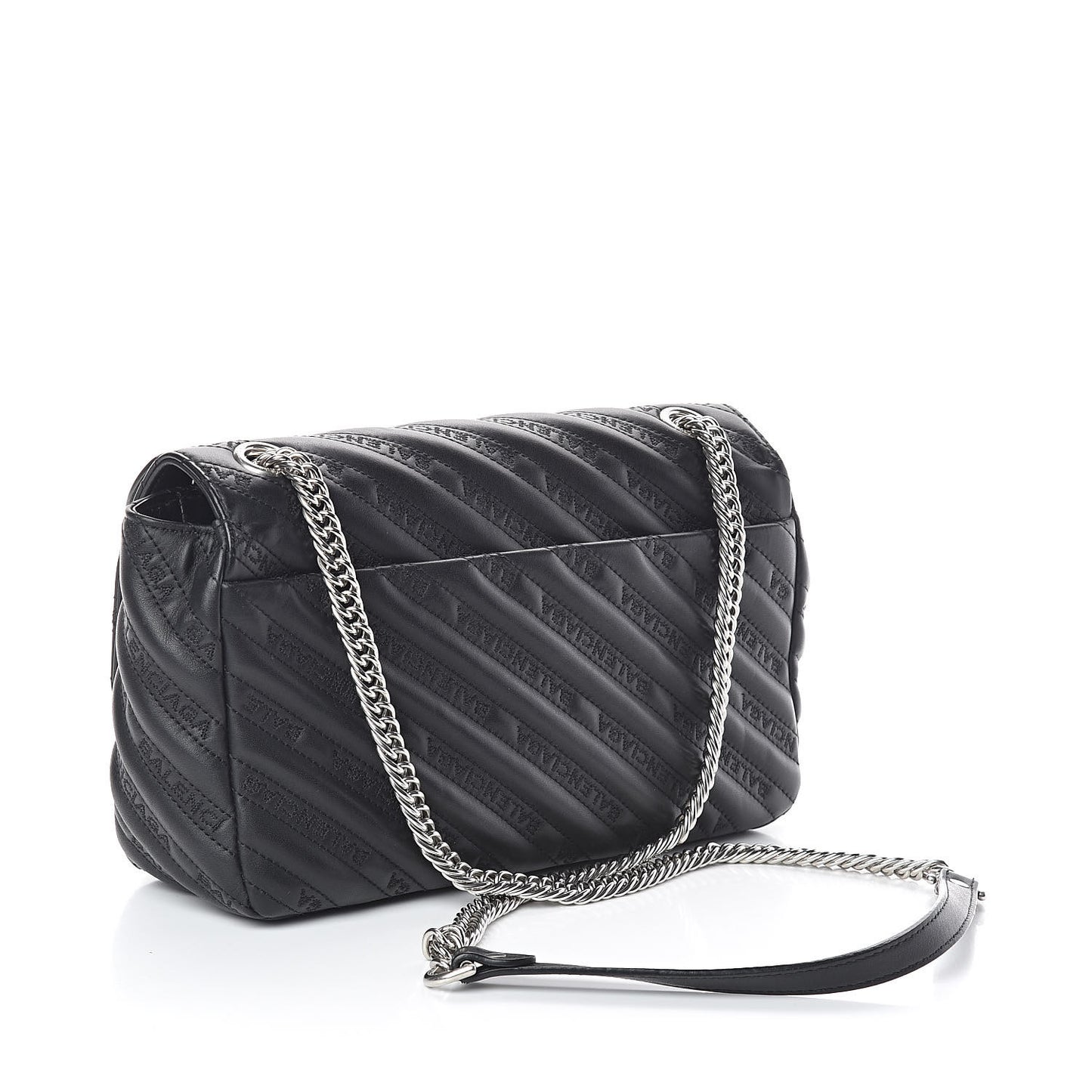 Calfskin Charms Logo Matelasse M BB Round Shoulder Bag Black