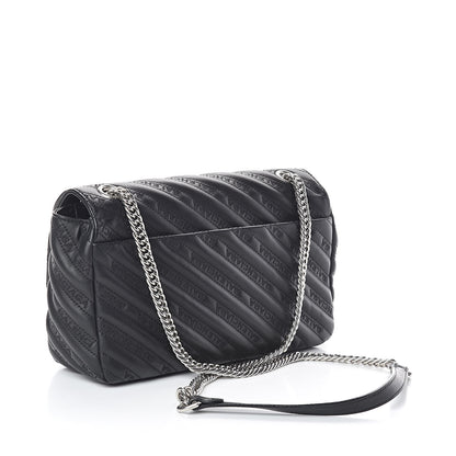 Balenciaga Calfskin Charms Logo Matelasse M BB Round Shoulder Bag Black 3 of 8