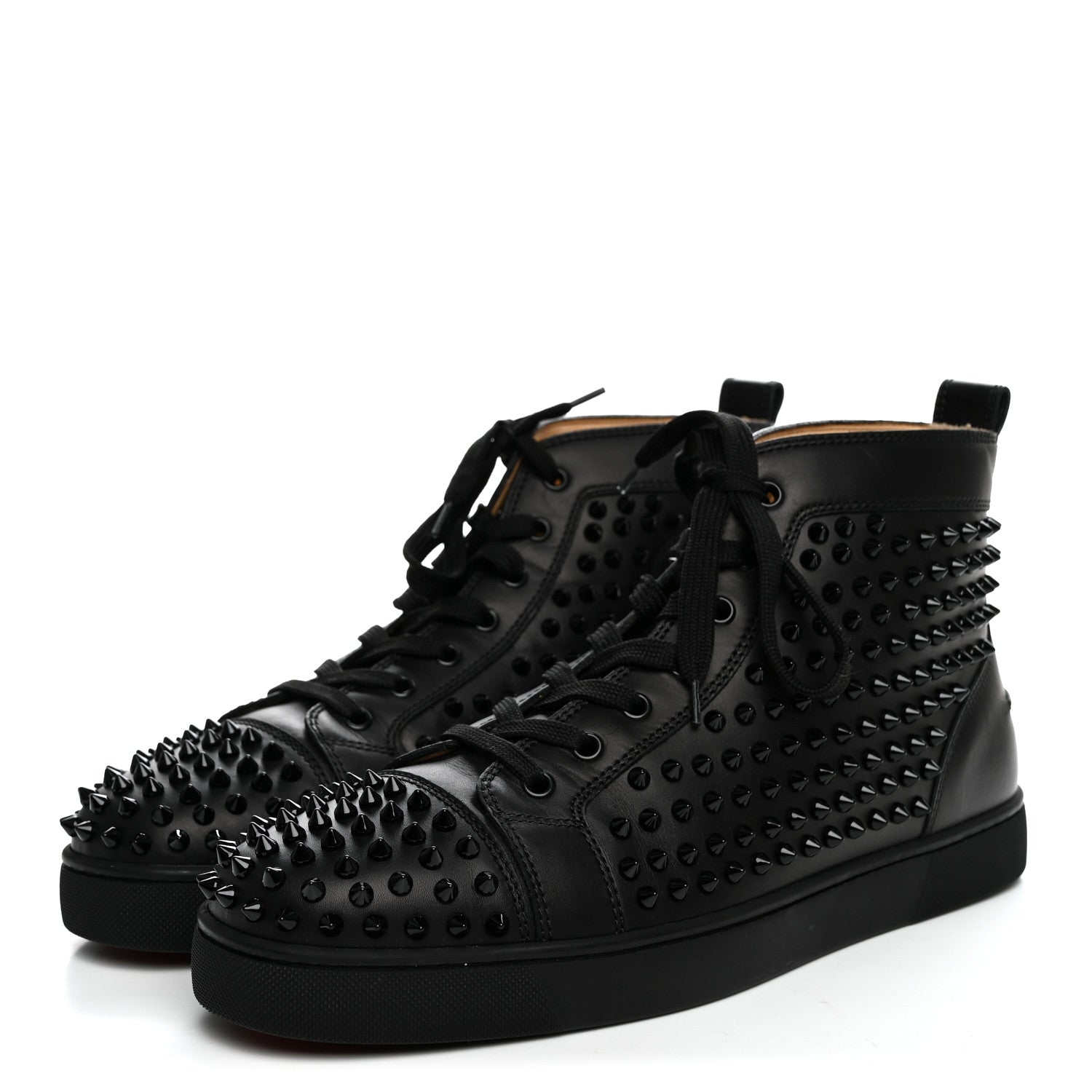 Christian Louboutin Calfskin Mens Louis Spikes Flat Sneakers 43.5 Black 4 of 9