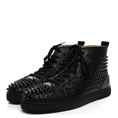 Christian Louboutin Calfskin Mens Louis Spikes Flat Sneakers 43.5 Black 4 of 9