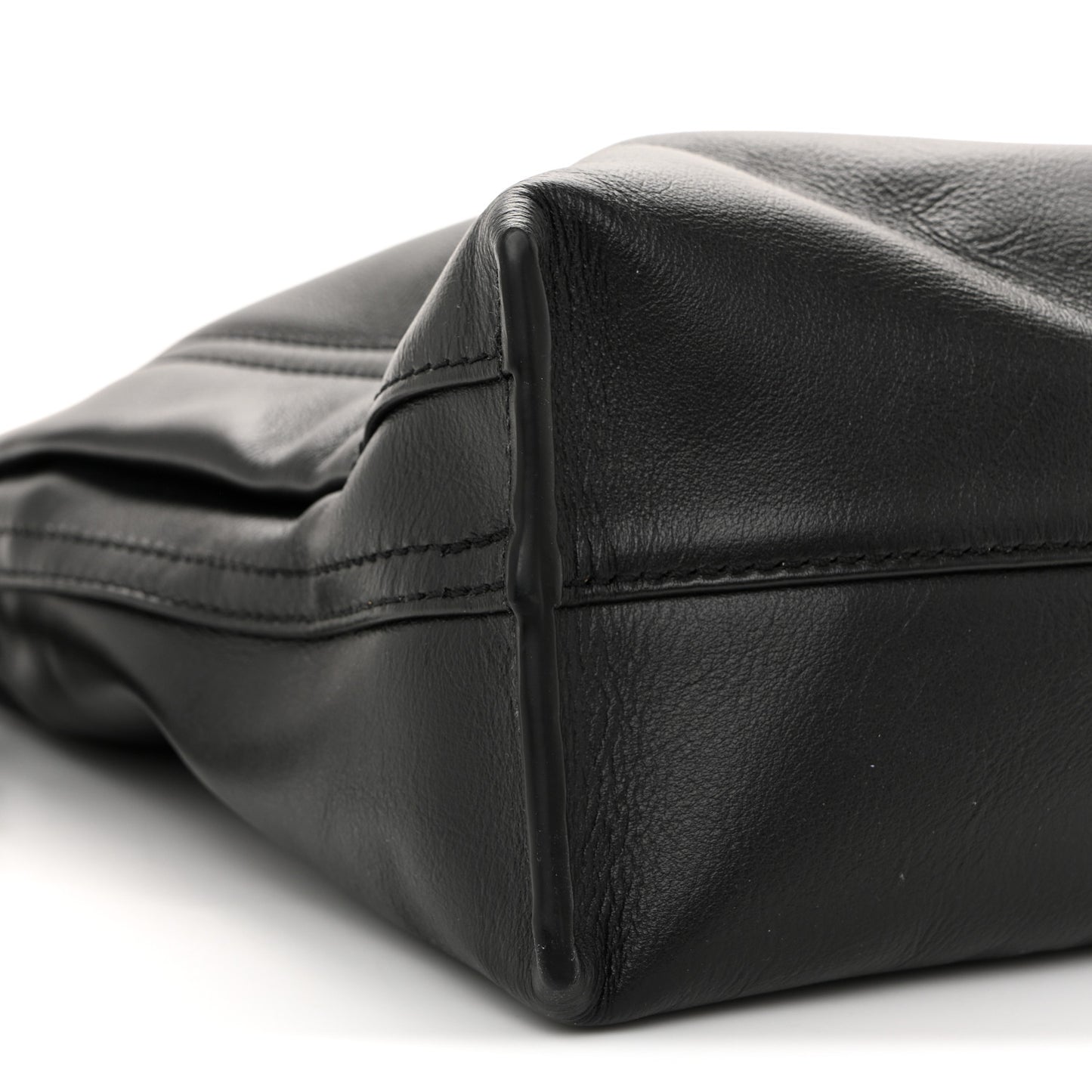 Shiny Calfskin Medium Panta Flamenco Clutch Black