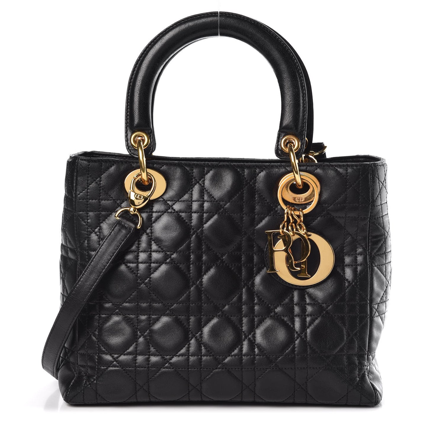 Lambskin Cannage Medium Lady Dior Black