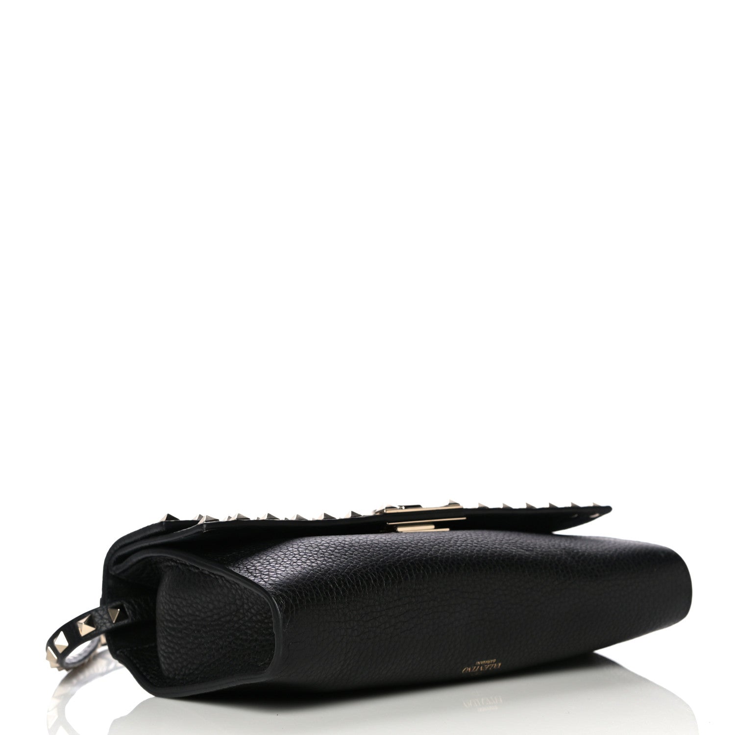 Valentino Garavani Grainy Calfskin Rockstud Double Flap Crossbody Bag Black 4 of 18