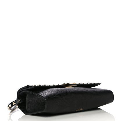 Valentino Garavani Grainy Calfskin Rockstud Double Flap Crossbody Bag Black 4 of 18