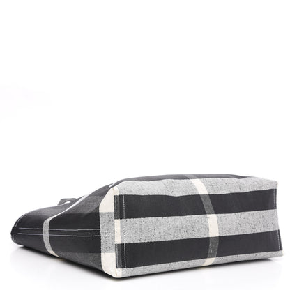 Burberry Coated Canvas Mega Check Medium Doodle Tote Black White 4 of 10
