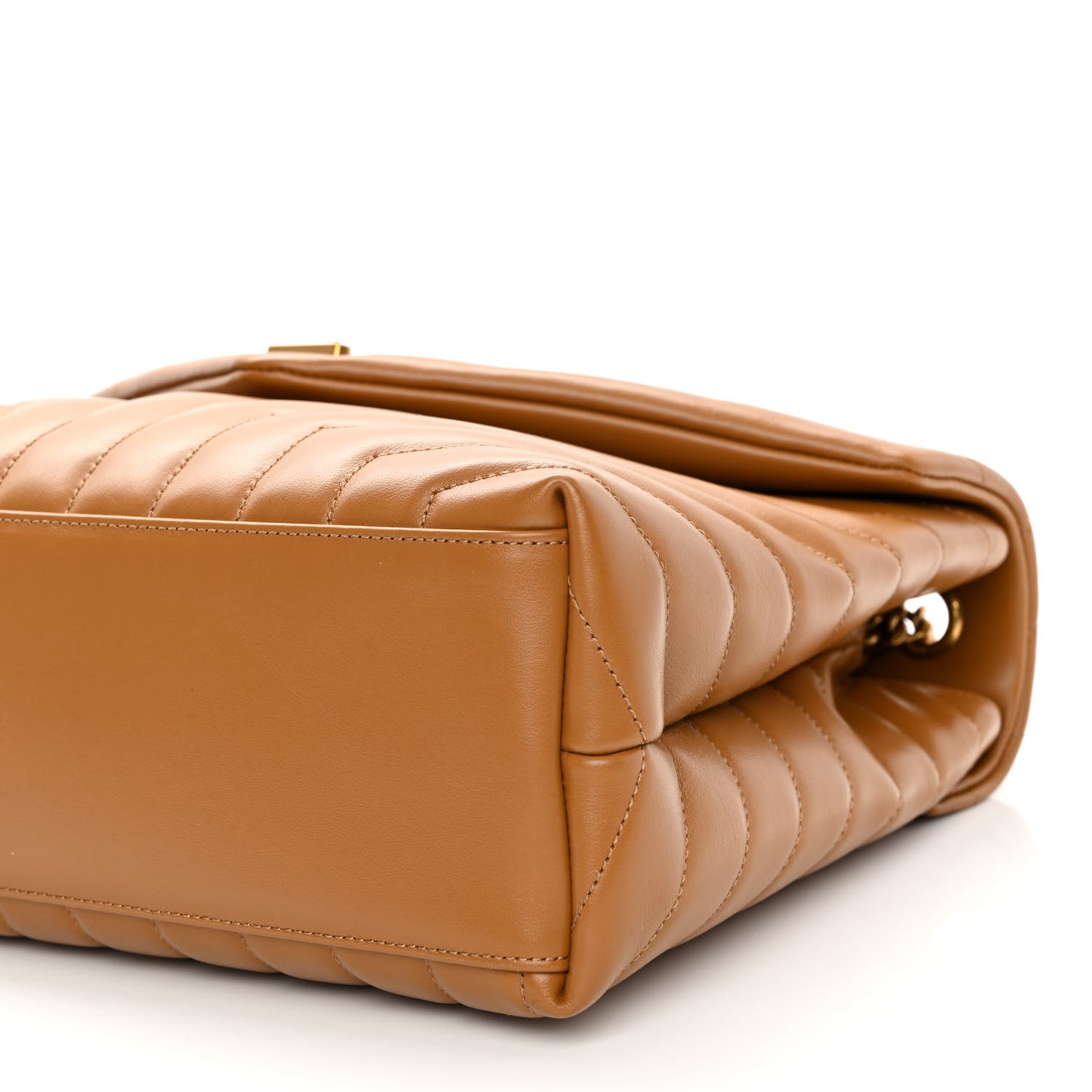 Calfskin Y Quilted Monogram Medium Loulou Chain Satchel Dark Natural