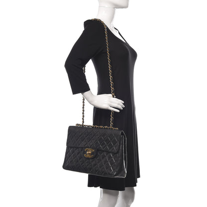 Chanel Lambskin Quilted XL Jumbo Single Flap Black 2 of 20