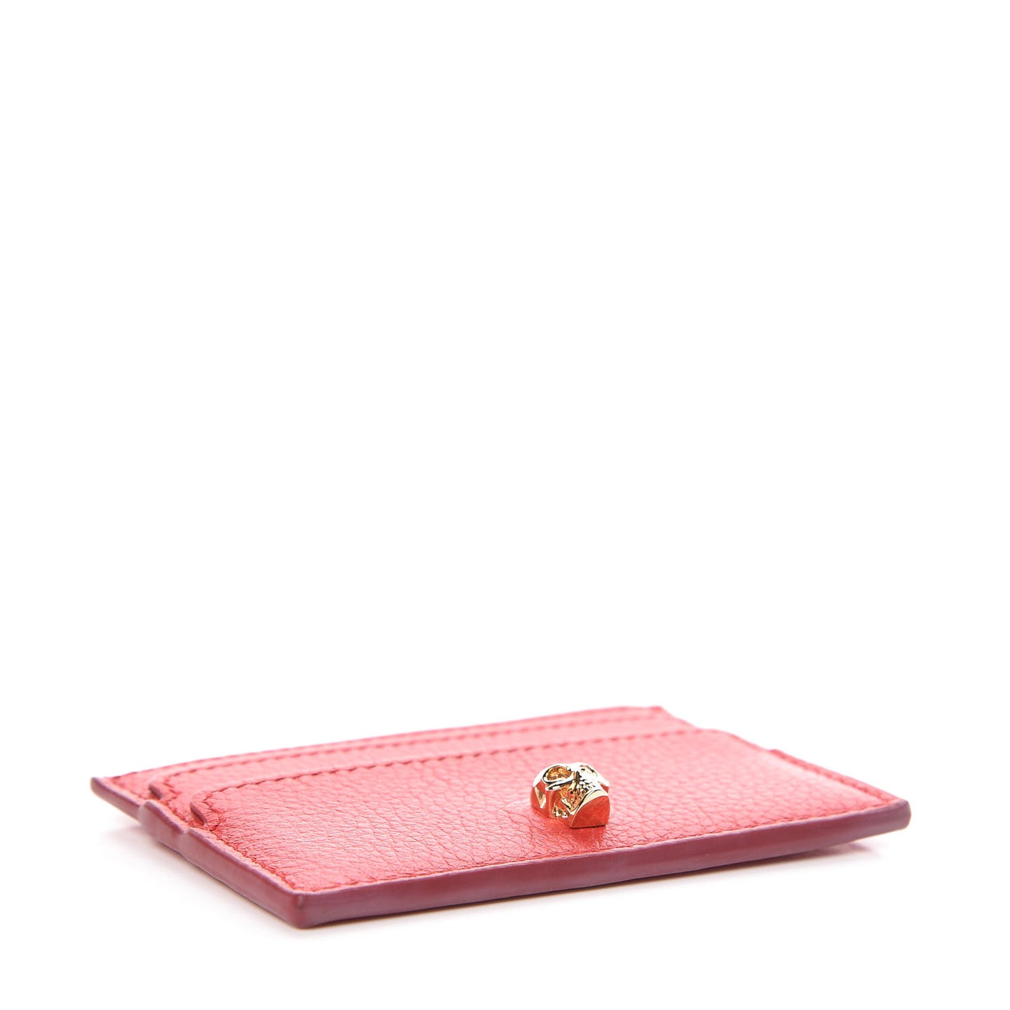 Calfskin Skull Card Holder Scarlet Red