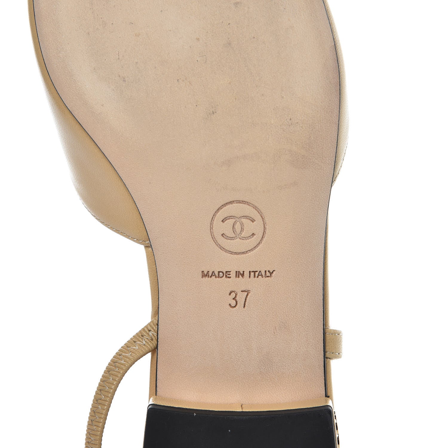 Chanel Lambskin Grosgrain Cap Toe CC Slingback Sandals 36 Beige Black 8 of 11
