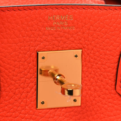 Hermes Taurillon Clemence Birkin 30 Orange Poppy 6 of 12