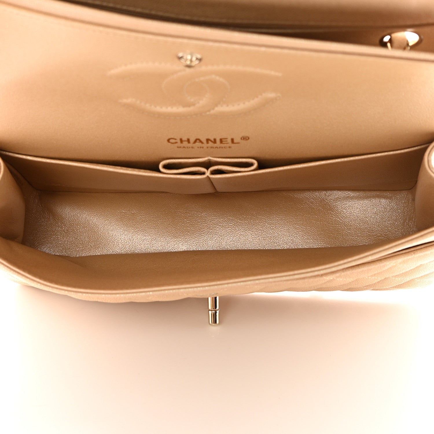 Chanel Iridescent Caviar Quilted Medium Double Flap Beige 5 of 11