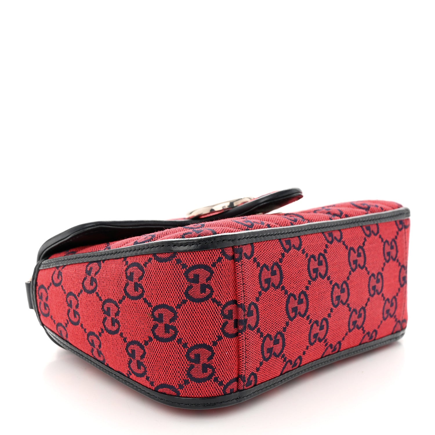 Gucci Monogram Multicolor Matelasse Diagonal Mini GG Marmont Top Handle Shoulder Bag Red Blue 4 of 12
