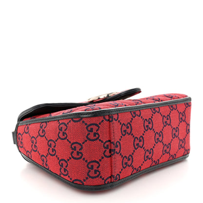 Gucci Monogram Multicolor Matelasse Diagonal Mini GG Marmont Top Handle Shoulder Bag Red Blue 4 of 12