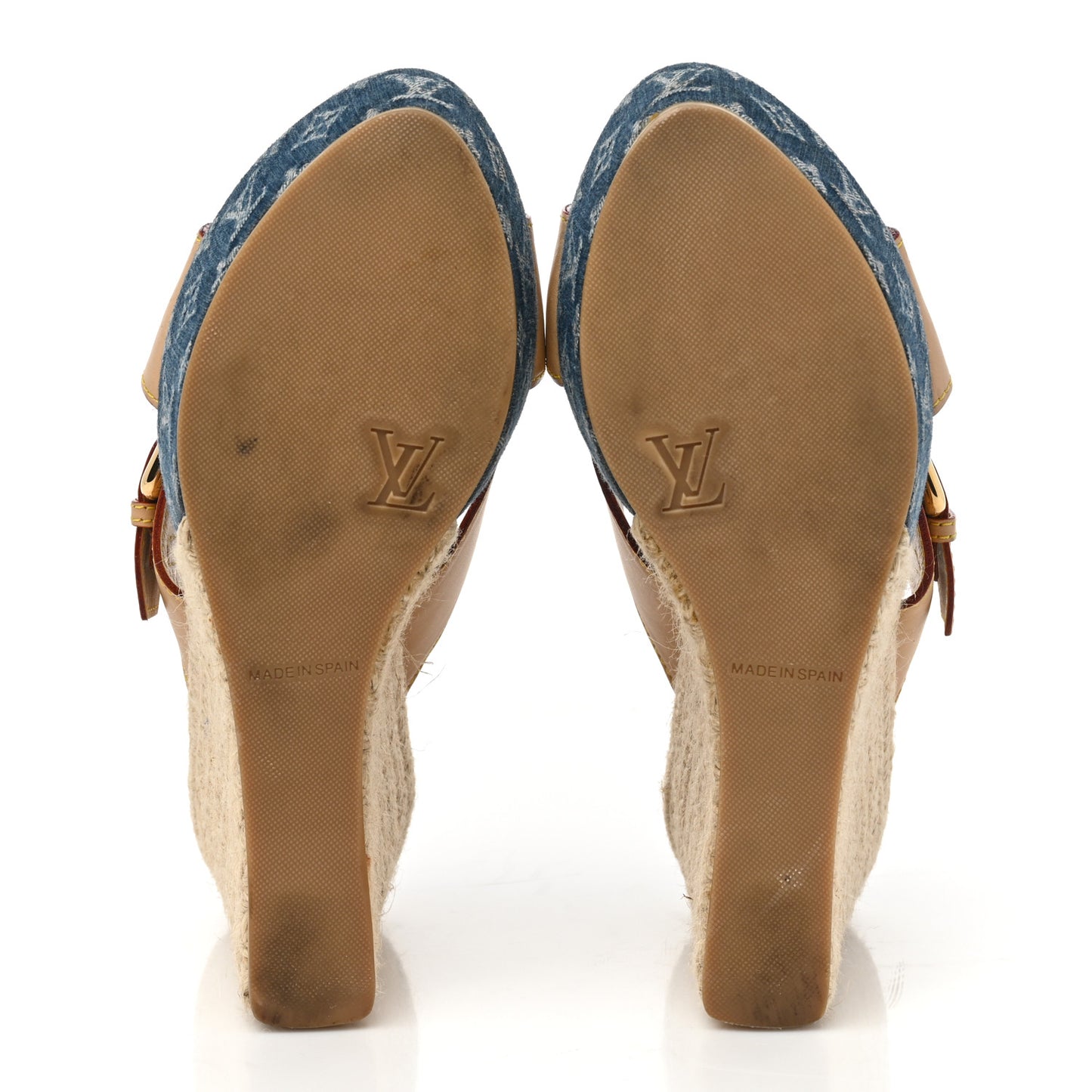 Vachetta Denim Juan Les Pins Espadrille Wedge Heels 38.5 Blue