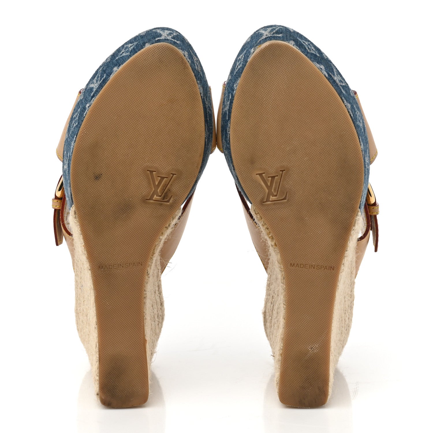 Louis Vuitton Vachetta Denim Juan Les Pins Espadrille Wedge Heels 38.5 Blue 5 of 10