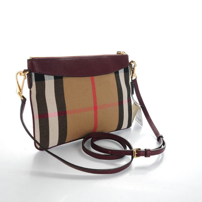 Burberry House Check Derby Peyton Crossbody Clutch Bag Mahogany Red 3 of 9