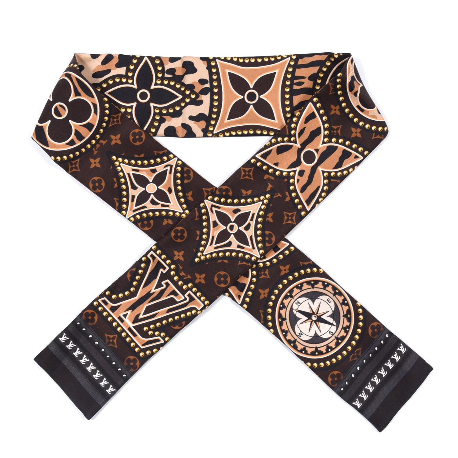 Louis Vuitton Silk Monogram LV World Bandeau Brown 1 of 4