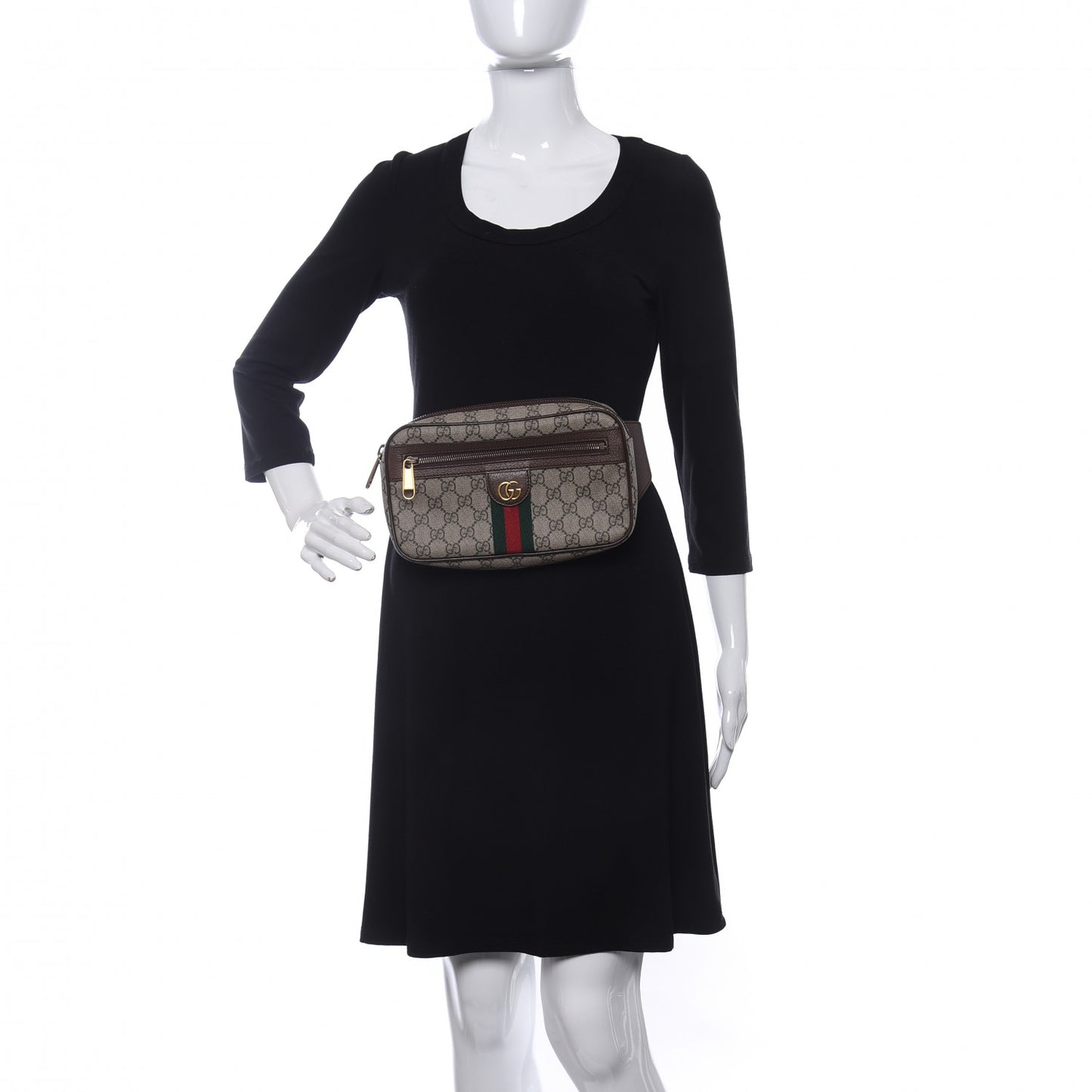 Soft GG Supreme Monogram Medium Ophidia Belt Bag Dark Brown