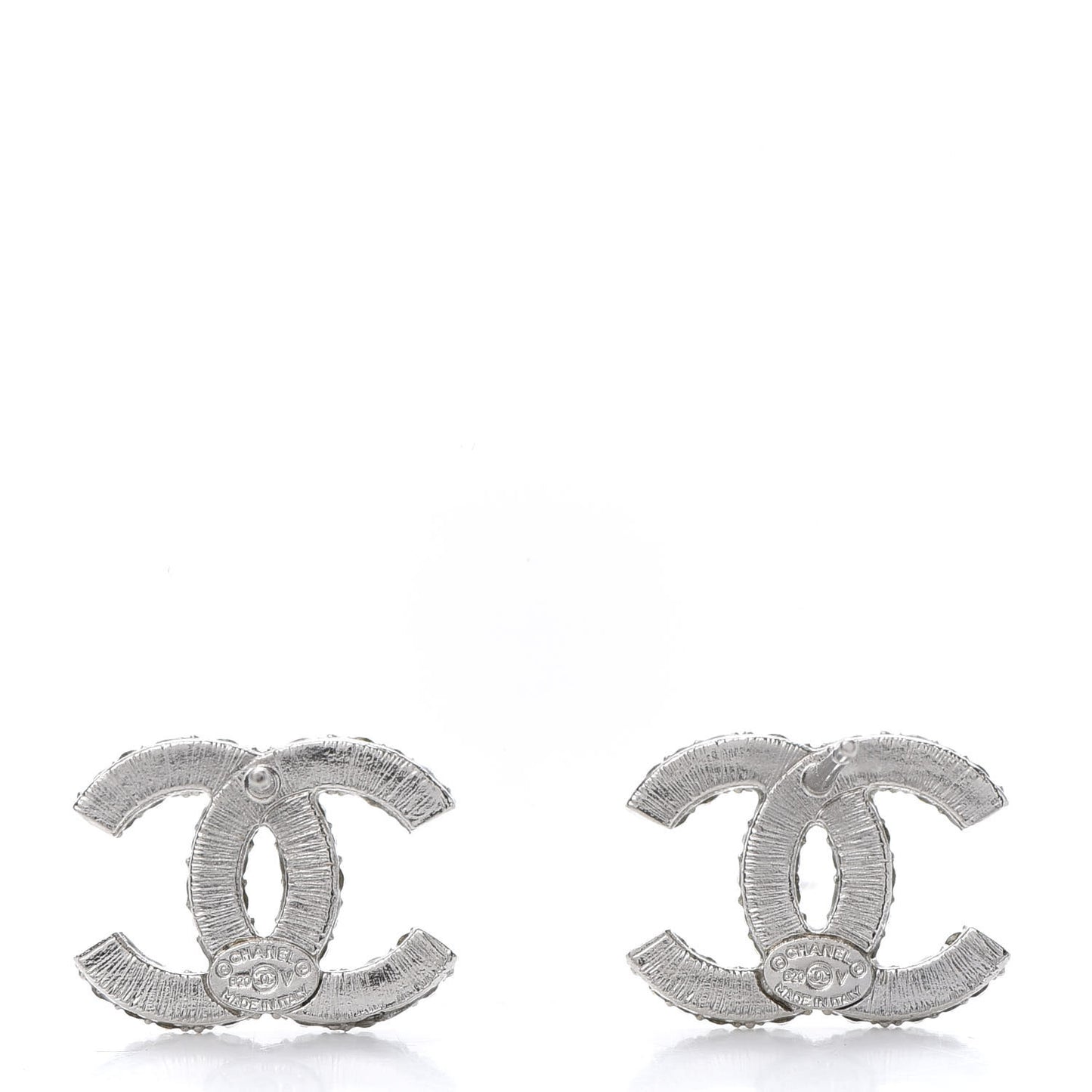 Crystal Large CC Earrings Silver