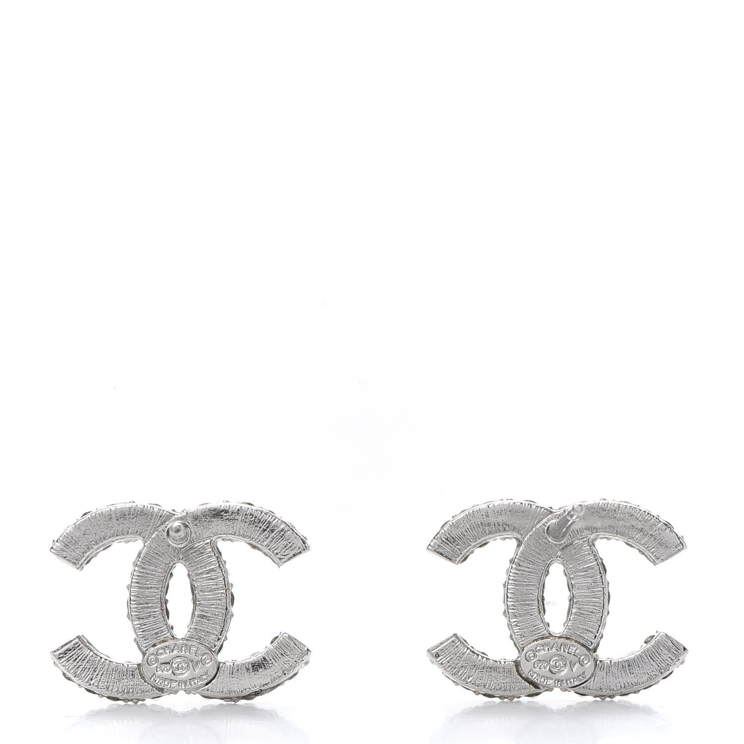 Chanel Crystal Large CC Earrings Silver 4 of 5