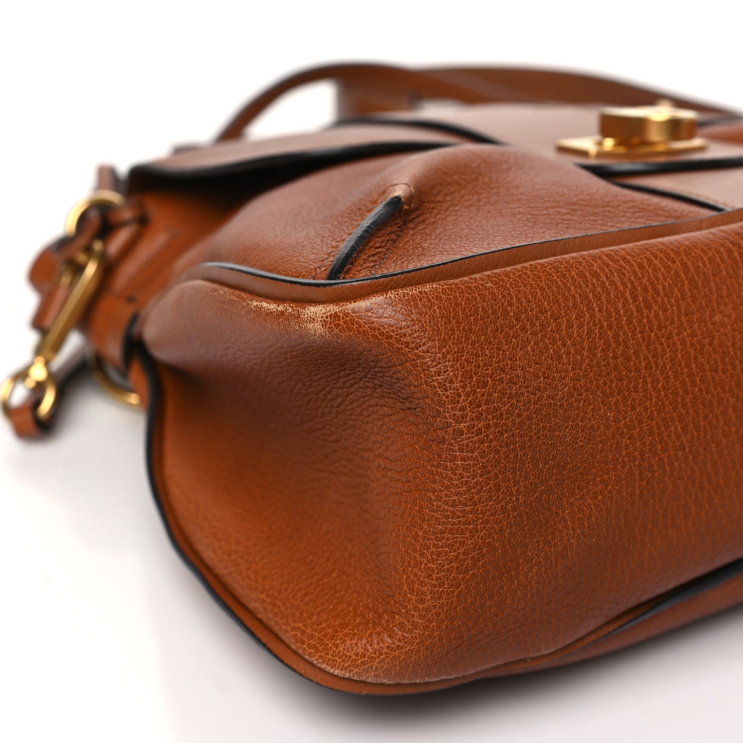Grained Lambskin Medium Lexa Shoulder Bag Caramel