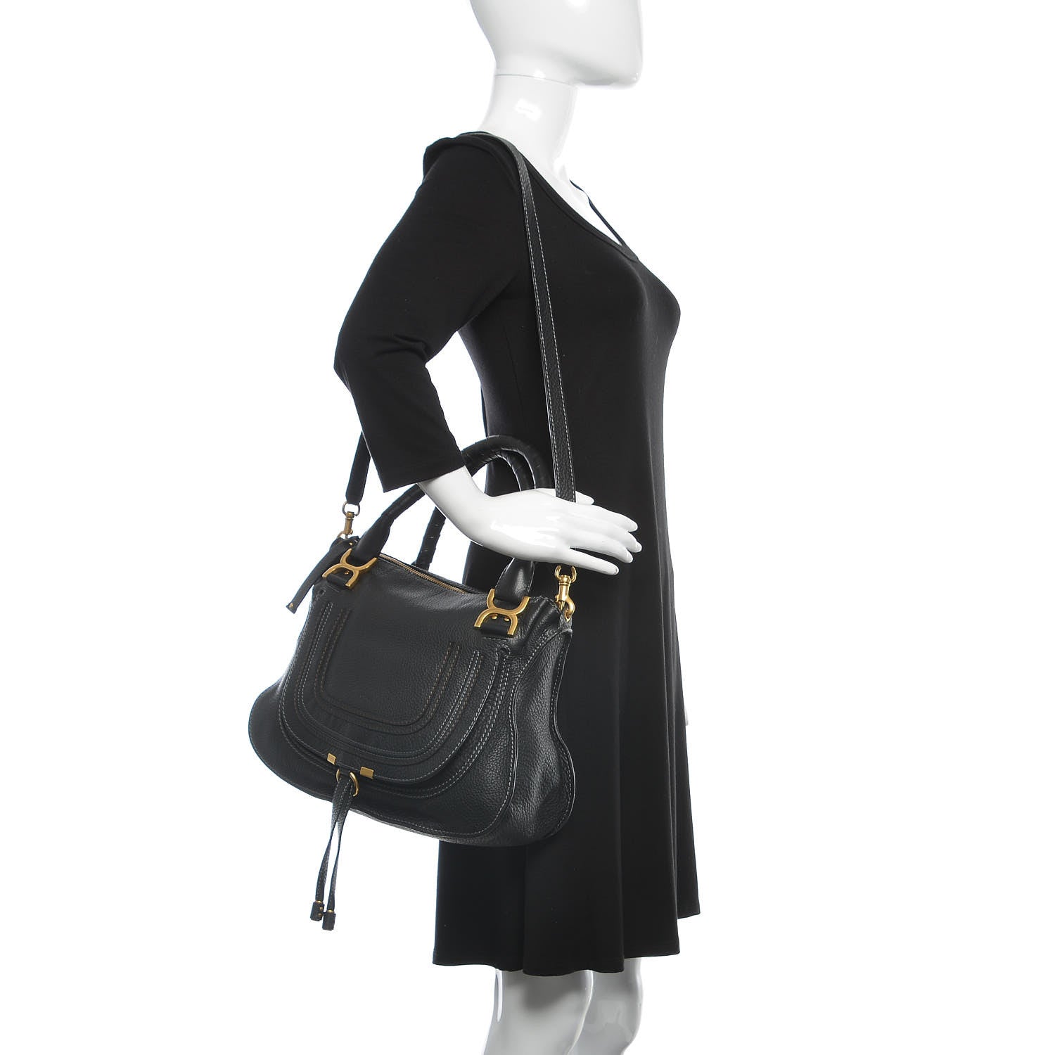 Chloe Calfskin Medium Marcie Satchel Black 2 of 9