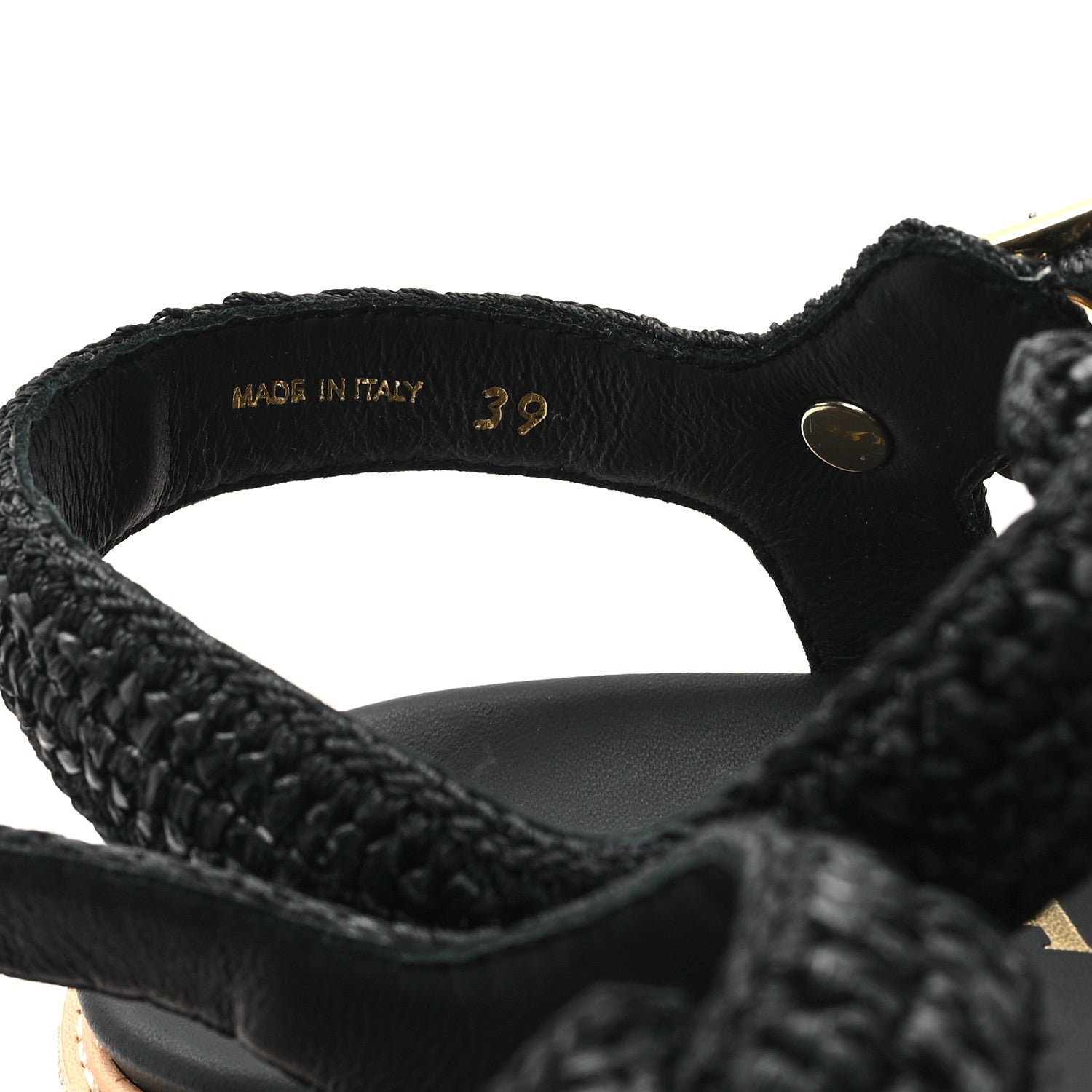 Prada Raffia Cork Metal Triangle Logo Crochet Fisherman Platform 75mm Sandals 39 Black 9 of 10