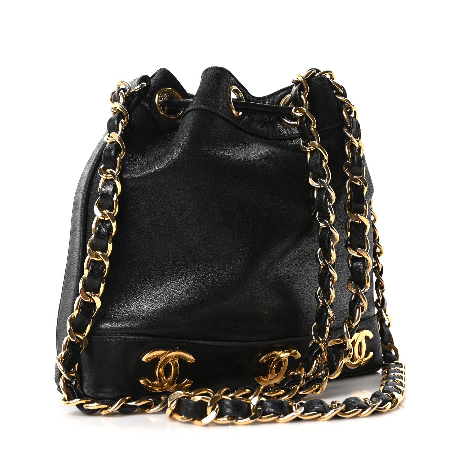 Chanel Lambskin CC Drawstring Shoulder Bag Black 3 of 11