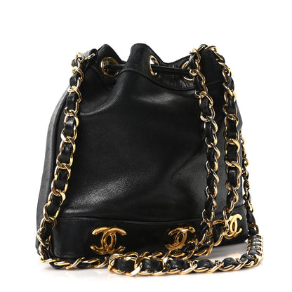 Chanel Lambskin CC Drawstring Shoulder Bag Black 3 of 11