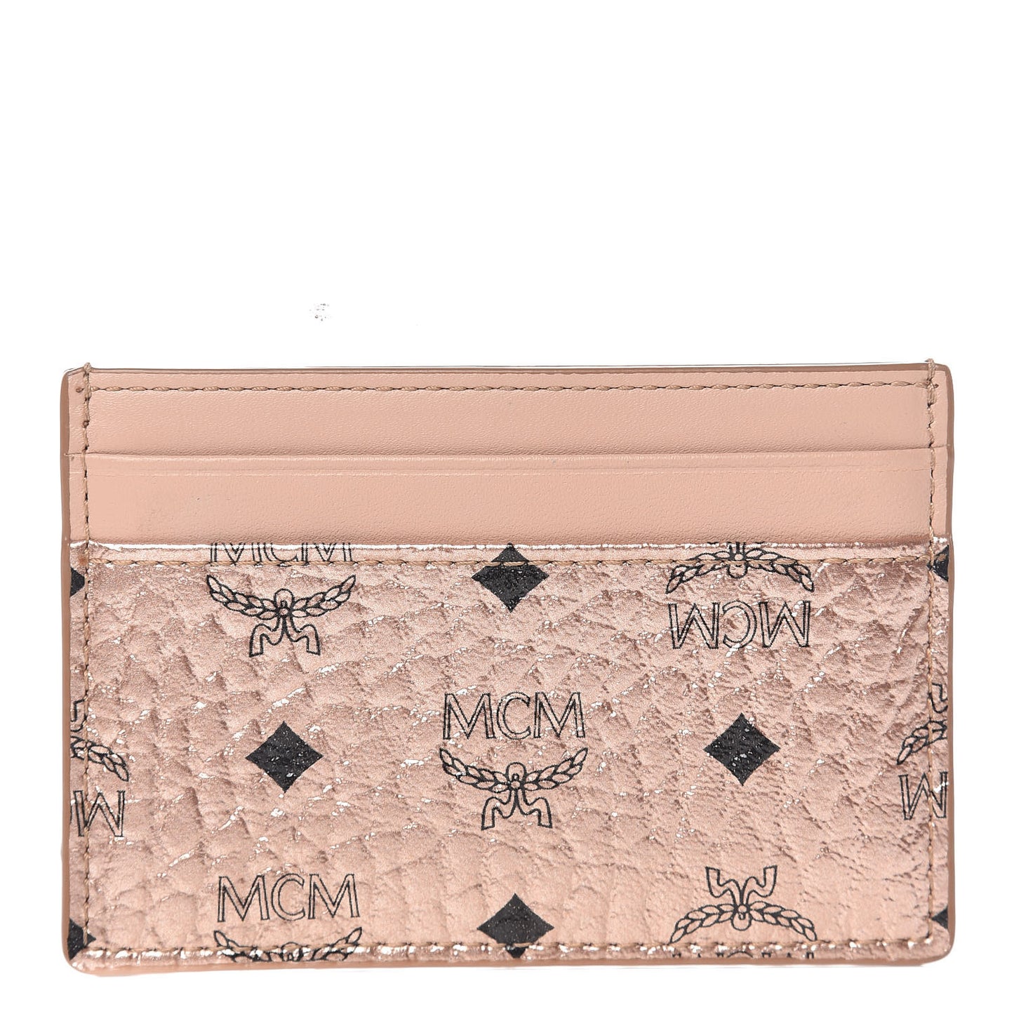 Metallic Visetos Mini Card Case Champagne Gold