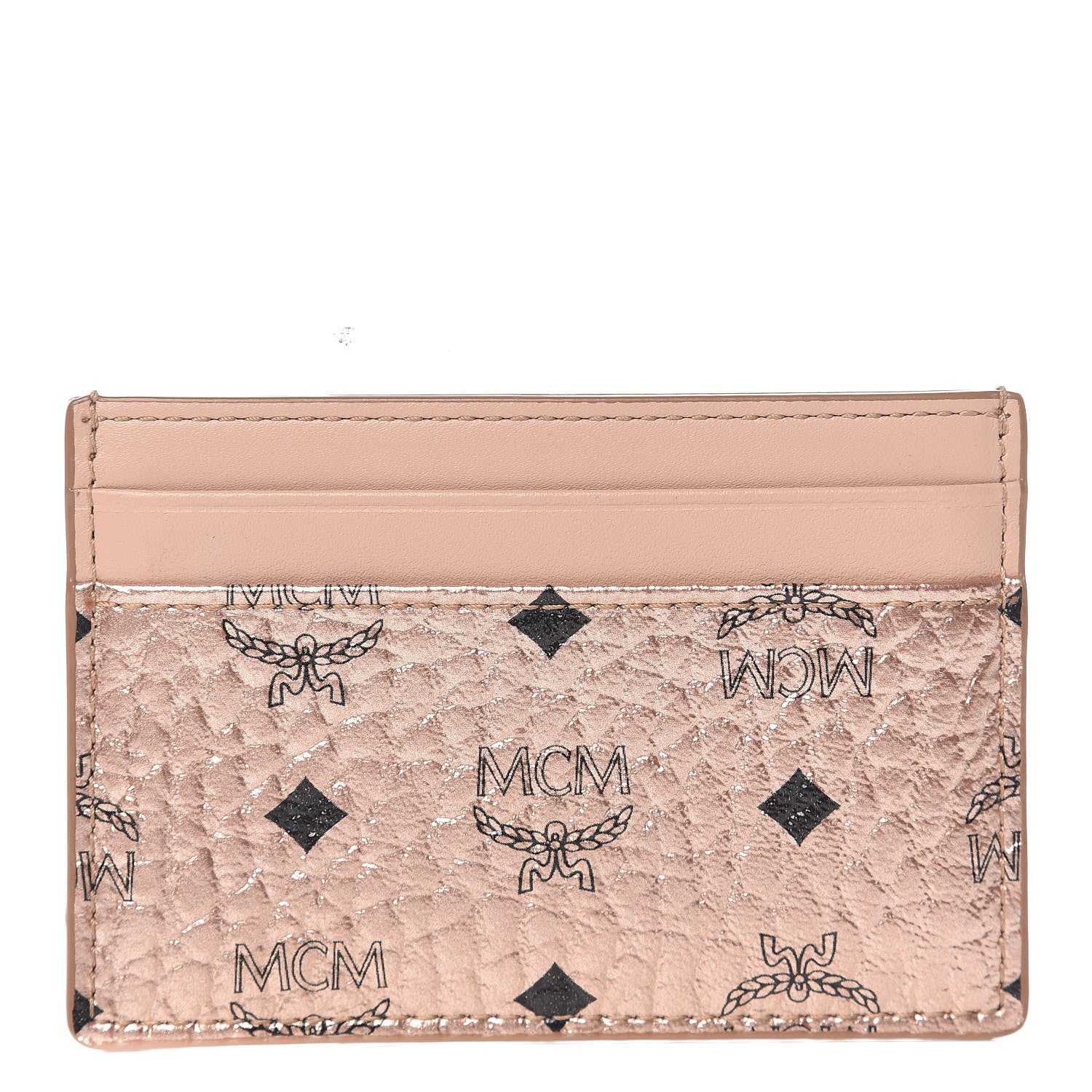 MCM Metallic Visetos Mini Card Case Champagne Gold 1 of 7
